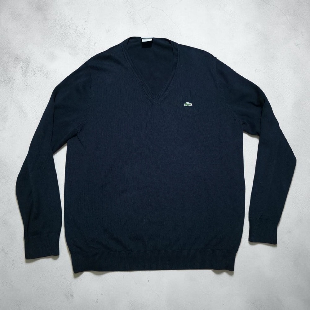 Lacoste‎ Sweater Mens Large Blue V Neck Pullover Long Sleeve Size 5 / Large